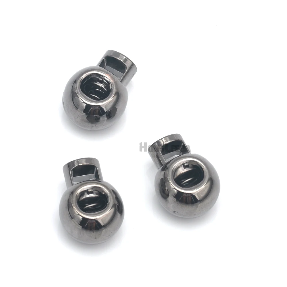 30pcs/lot big round metal alloy stoppers toggle 6mm cord locks Drawstring lock one hole black color shock cord STP-023