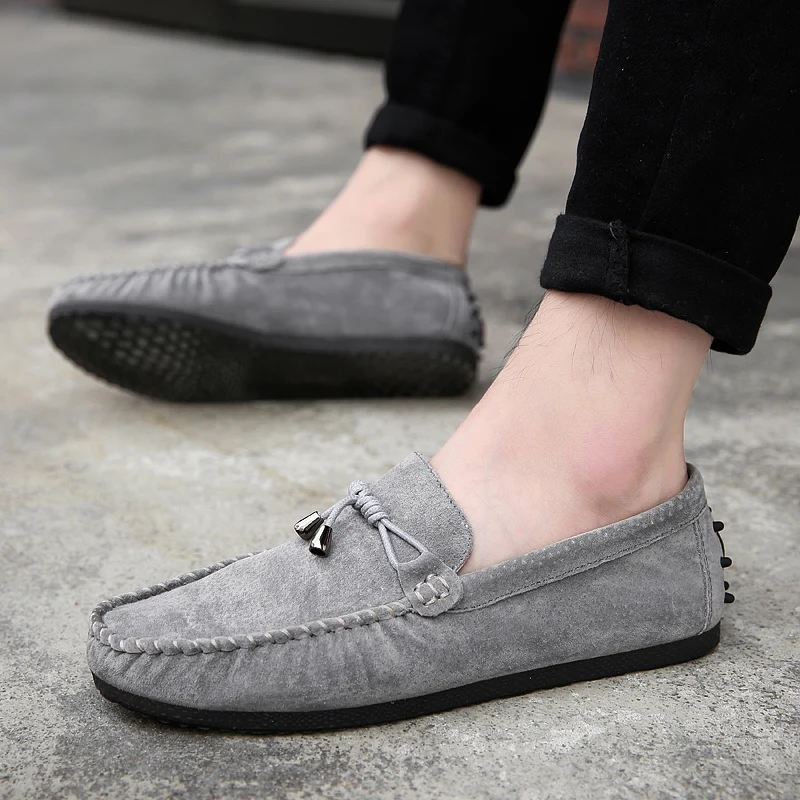 

Mens Loafers Leather Lace-up Solid Lightweight Slip On Flat Shoes Low Top Non-Slip Driving Outdoor Shoes Formal Shoes Moccasins