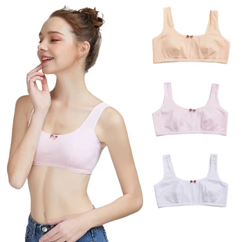 

2019 New Teenage Young Girls Bra Cotton Underclothes Bra for Girl Underwear Wireless Small Training Bra for Teens 8-18T