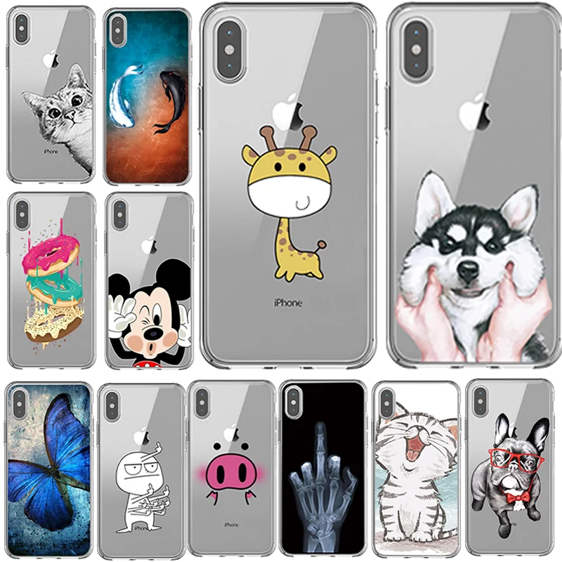 Чехол для iPhone 6 телефона 6s 7 8 Plus X XS 10 5 S SE модный прозрачный мягкий чехол с рисунком
