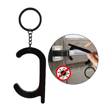 

2Pcs EDC Door Opener Keychain Non-contact Safety Door Opener Contactless EDC Door Opener Safety Protection Isolation Keychain