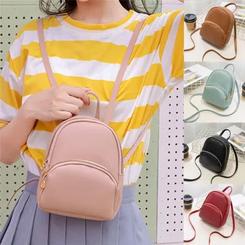 

Multifunctional Mini Backpack Women PU Leather Shoulder Bag Teenage Girls Kids Fashion New Small Bagpack Female School Backpack