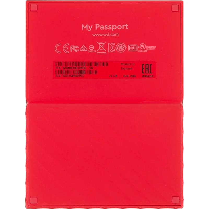 Жесткий диск WD Original USB 3.0 1Tb WDBBEX0010BRD-EEUE My Passport 2.5" красный