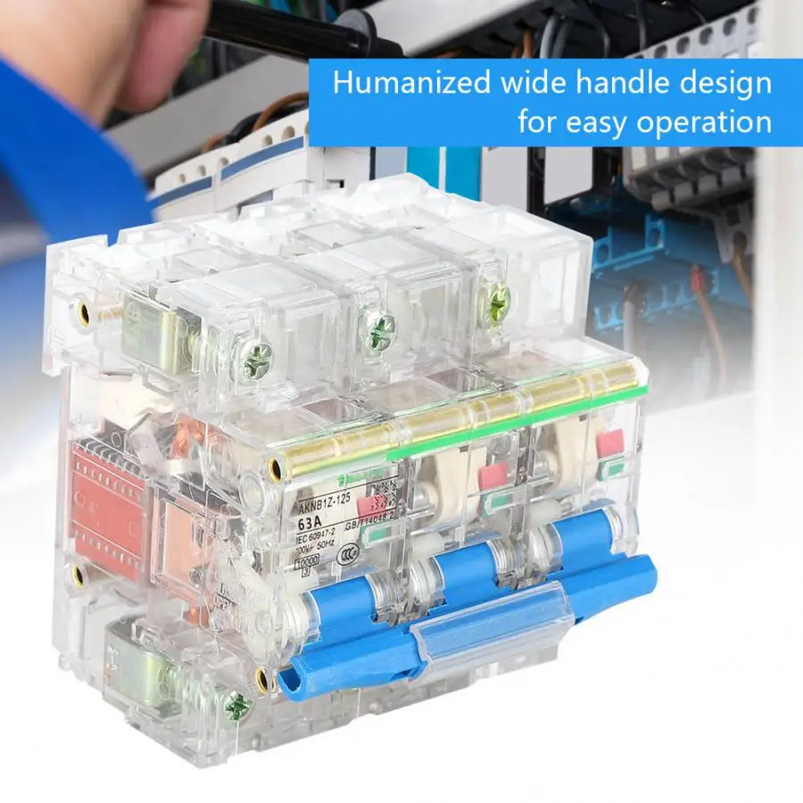 

DZ47 3P MCB 690V AC Mini Air Circuit Breaker Transparent Case with Short Circuit / Overload Protection 63A/80A/100A/125A
