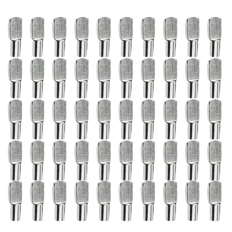 

HOT-5mm Shelf Pins, Spoon Shape Cabinet Furniture Shelf Support Pegs Nickel Plated, 50 Pcs