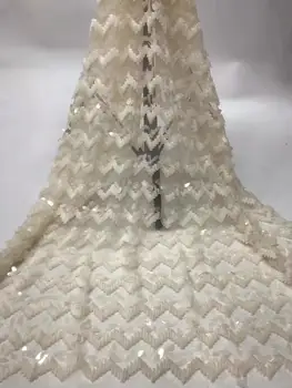 

2019 Upscale African Net Champagne Sequins Lace Tissu High Quality French Tulle Lace Wedding Nigeria fabric 5 Yard