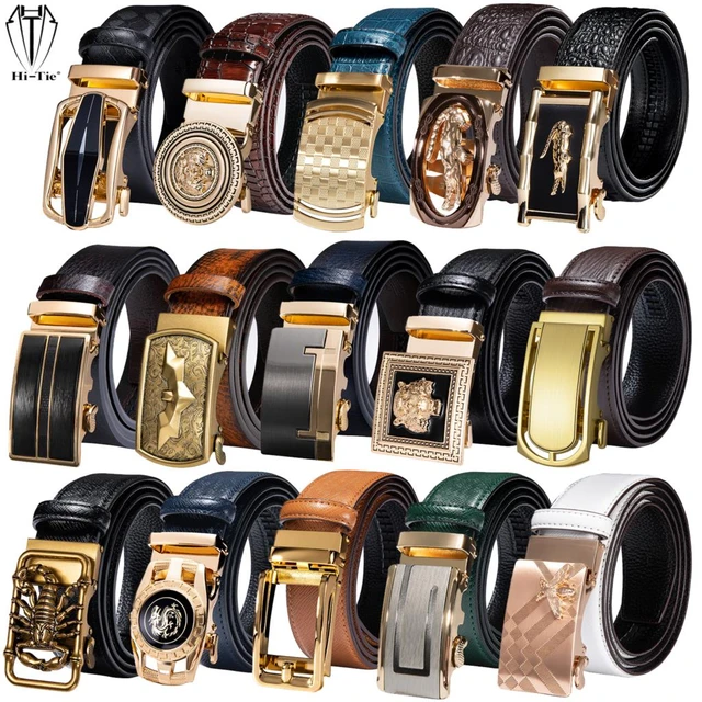 Cinturones de cuero auténtico para hombre, hebillas automáticas doradas, de  alta calidad, color blanco, para vestido, vaqueros, informales, para boda,  de lujo - AliExpress