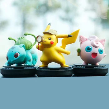 

Pokemon Figures Detective Jigglypuff Bulbasaur Pikachu Collections Doll Car Table Ornament Air Fresher Decoration Model Toy