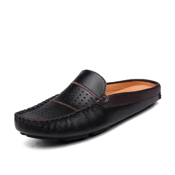 

Summer Men's Casual Shoes Moccasins Comfortable Breathable Slip-on Boat Shoes Men Genuine Leather Slippers Mens Penny Loafers