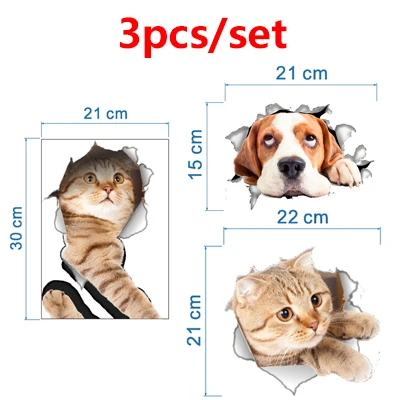 Style 14 3pcs 3d наклейки на стену, наклейки на туалет, яркие Мультяшные украшения для дома в виде животных, наклейки на стену для детской комнаты, декоративные обои - Цвет: Style 14 3pcs