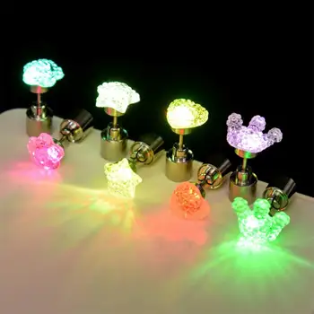 

2Pairs of Creative and Fashion Led Glow Earring Club Bar Atmosphere Props Crown Shaped Earring(Colorful Light)