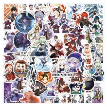 Lot de 10/30/50 autocollants de jeu d'animation Genshin, graffitis imperméables pour Scrapbook, ordinateur portable, jouet, personnalité créative, vente en gros