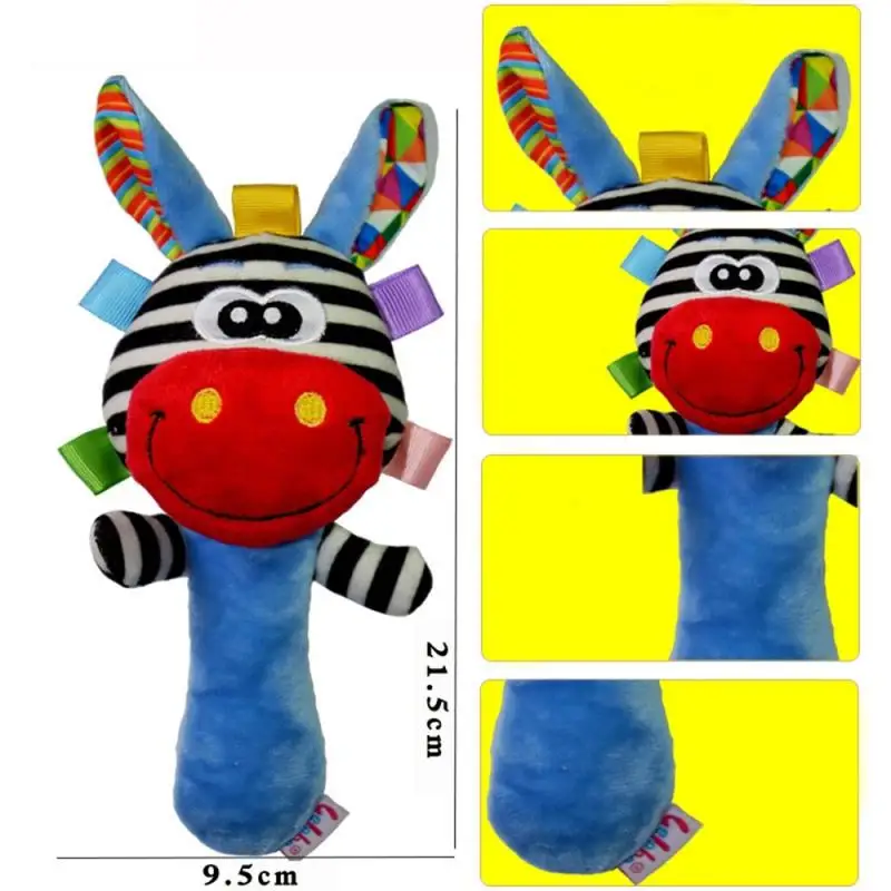 Детские Кольца-погремушки с изображением животных для мальчиков и девочек, мягкие милые плюшевые детские игрушки для сна