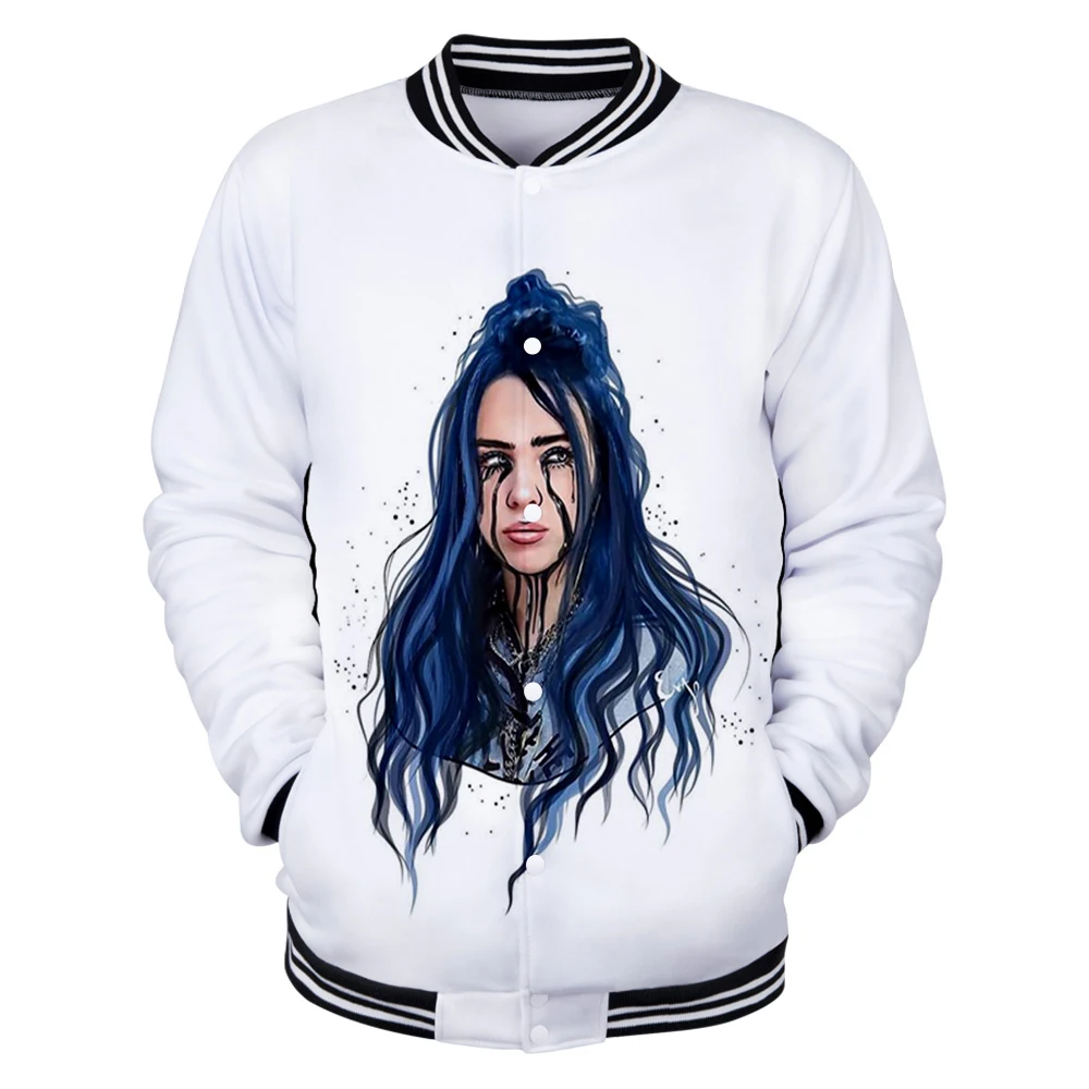 Billie eilish Женская мода уличная 3D бейсбольная куртка спортивная одежда billie eilish Женская однобортная бейсбольная форма