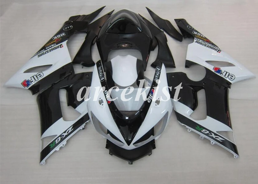 4 подарки ABS мотоцикл Полный обтекатели комплект подходит для Kawasaki Ninja ZX-6R 2005 2006 05 06 ZX6R 636 корпус набор черный матовый - Цвет: white