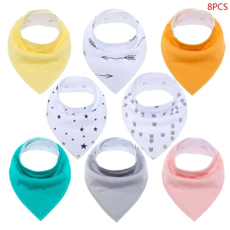 

8 Pcs/set Cotton Newborn Triangle Bib Children Infants Baby Saliva Towel Teeth Feeding Supplies Birthday Gifts