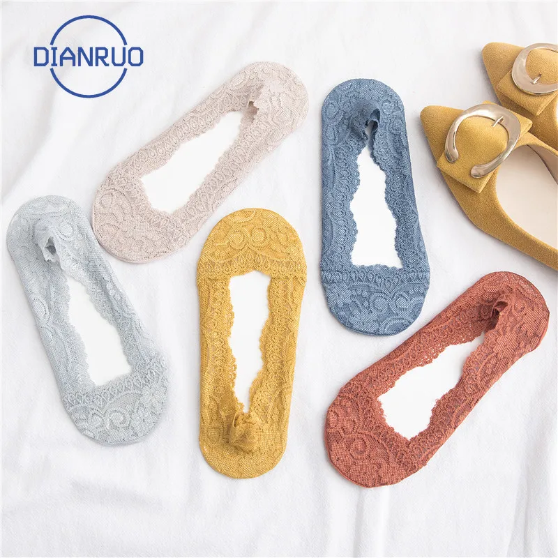 DIANRUO Новинка Сезон лето Модные женские кружевные носки с вышивкой короткие