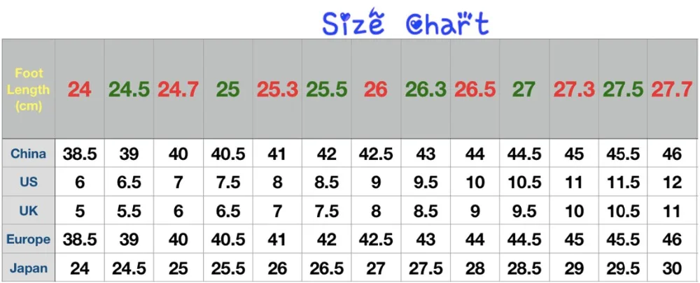 鞋 尺码表