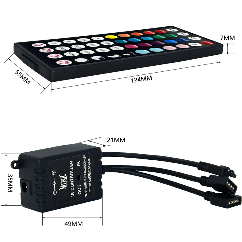 DC12V 44키 IR 무선 LED 스트립 라이트 컨트롤러 음악 제어 디머 RGB 3528 5050 테이프 라이트 홈 밝기 조절