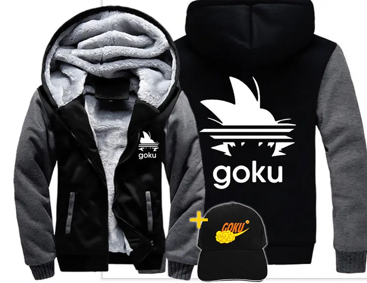 Модная одежда Goku Saiyan dragon ball для мужчин wo Мужская теплая Толстая куртка зимняя теплая бархатная Толстовка Топ толстовки
