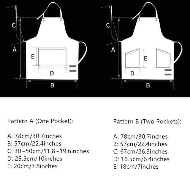 블랙 브라운 폴리에스터 면 턱받이 앞치마