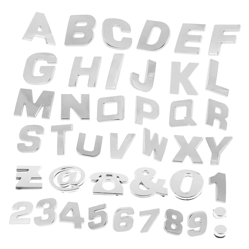 200 Pieces Chrome Car Emblem Alphabet Letter Number Decal, Auto Trunk Door Fender Bumper Sticker