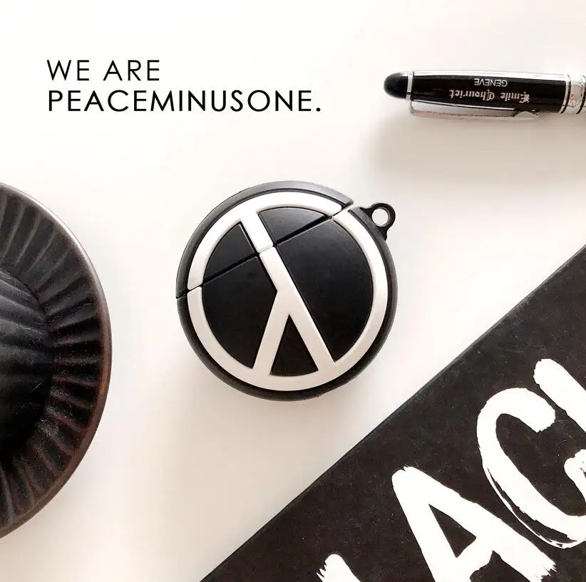 3D тренд peaceminusone модный GD Мягкий силиконовый чехол для Apple NEW Airpods 1/2 противоударный чехол беспроводной Bluetooth наушники чехол - Цвет: Черный