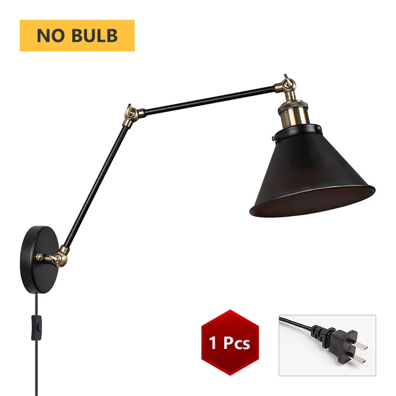 1 Piece US Plug Винтажный настенный светильник Промышленный настенный светильник s регулируемый светодиодный настенный светильник бра настенный светильник для спальни американский кантри ретро светильник ing - Цвет абажура: 1 Piece US Plug