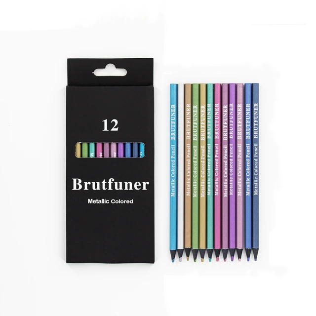 Brutfuner 12 Colors Metallic Colored Pencils Drawing Sketch Set Soft Wood  Color Pencil For Coloring School Student Art Supplies - AliExpress