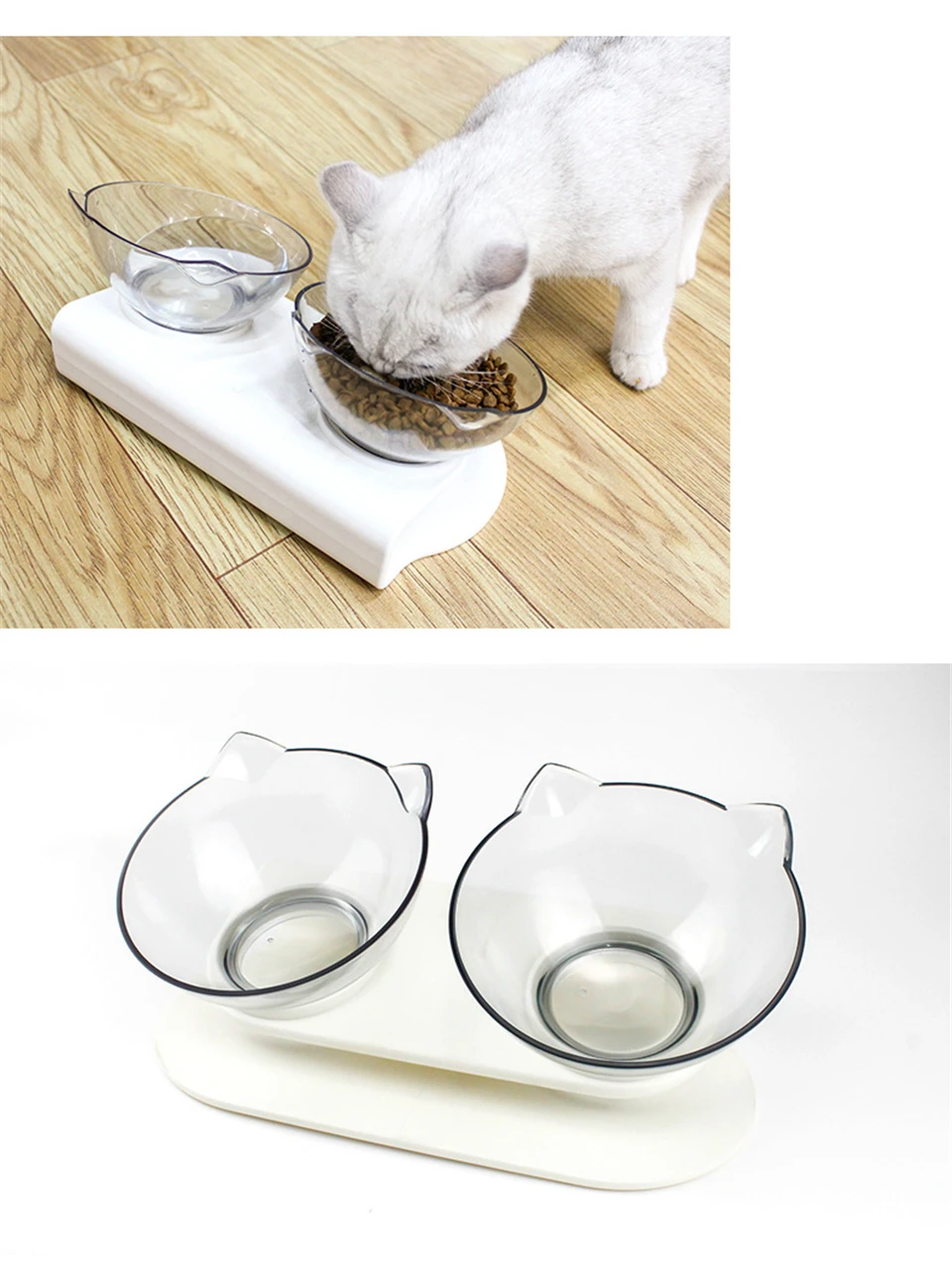 ПЭТ кошки Прозрачная чаша с держателем противоскользящее кошачье блюдо для еды питатель для домашних животных миска для воды идеально подходит для кошек и маленьких собак