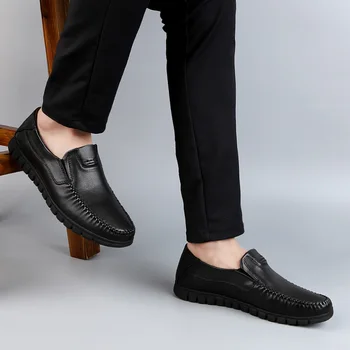 

Top Quality Men Shoes Loafers Moccasins Genuine Leather Casual Shoes Slip On Comfortable Flats Shoes Men Zapatillas Hombre