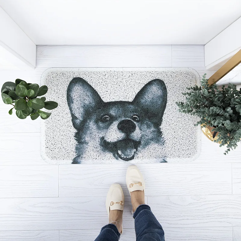 

Pet Pattern Door Mat Porch Floor Mat Door Mat Pvc Silk Carpet Mat for Home Use Kitchen Anti-slip Entrance Doormat
