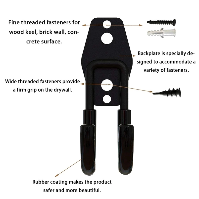 6Pack Garage Storage Utility Double Hooks, for Organizing Power Tools,Ladders,Bulk Items