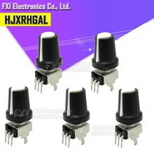 5 conjunto = 10 pces rv09 vertical 1k ~ 500k ohm resistor ajustável 3pin potenciômetro de vedação para arduino com botão tampa branca (5 pces + 5 pces)