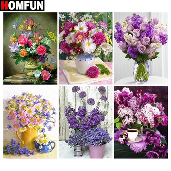 

HOMFUN Full Square/Round Drill 5D DIY Diamond Painting "Flower scenery" 3D Embroidery Cross Stitch 5D Home Decor Gift