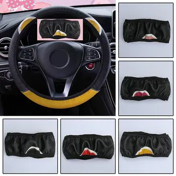 

Universal Soft Cute Carbon Fiber Look Cat Ear Car Steering Wheel Cover Elastic 37-38cm All Seasons Car Styling