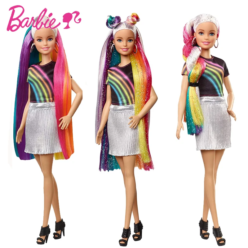 Оригинальная кукла для макияжа Барби, радужная кукла для волос, для дня рождения, Принцесса Жасмин, для девочек, Brinquedos Bonecas, игрушки для девочек, для детей, Juguetes, подарок
