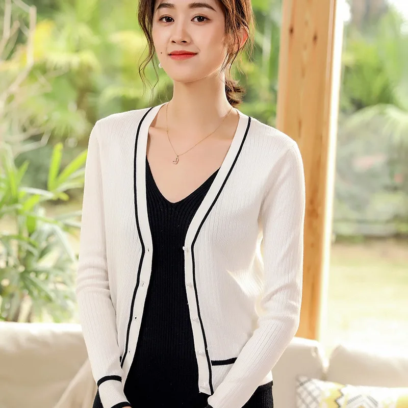 Best Price Preppy Style Goddess 19 Spring And Autumn New Style Knitted Mixed Colors Elegant Cardigan Versatile Sweater Jacket Women's by Ag
