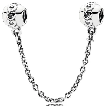 

Original Love Heart Connection Safety Chain Beads Fit 925 Sterling Silver Bead Charm Women Pandora Bracelet Bangle Diy Jewelry