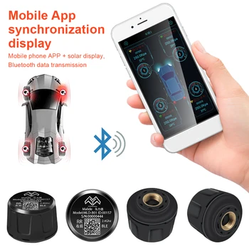 

Tire Pressure Monitoring System Mobile APP TPMS Tire Pressure Monitoring Car Android 4PCS Sensor High Temperature Alarm Auto