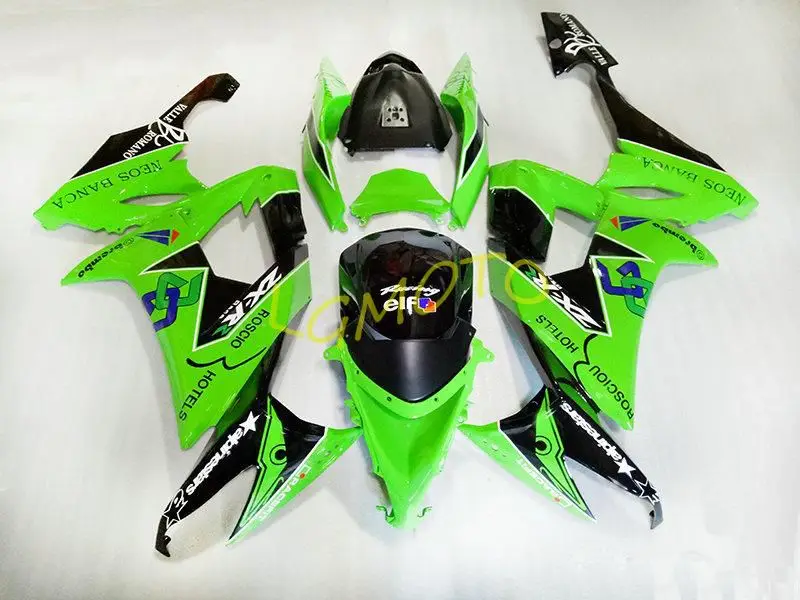 Обтекатели для кузова из АБС-пластика ярко-зеленые черные Kawasaki Ninja ZX10R 2010 2009 zx-10r 2008