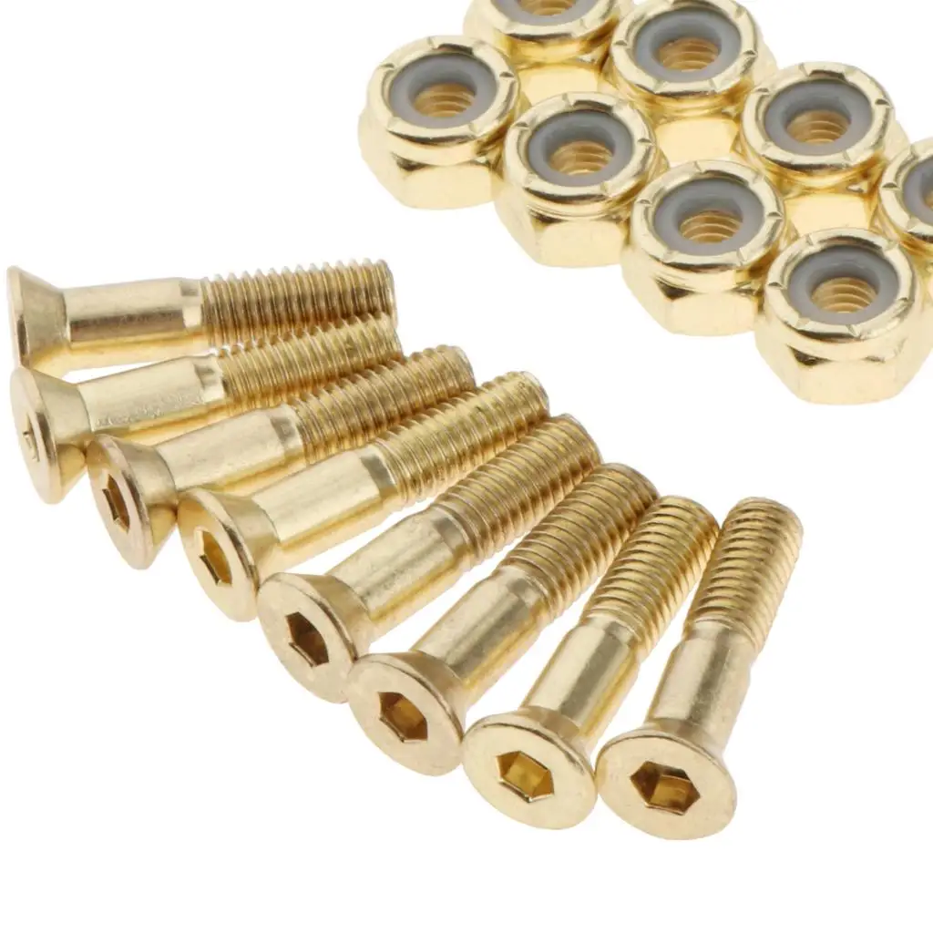 Set of 8pcs Longboard Skateboards Cruiser Hardware Screws Bolts Nuts Kit Skate Deck To Truck Replacement Hardware