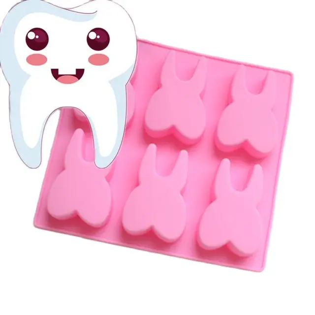 Fogak Csokoládé Fondant Torta Dekorációs Szerszámok Puding Penész 3D-S Fog Alakú Szilikon Aranyos 6 Lyukú Formák Jelly K568