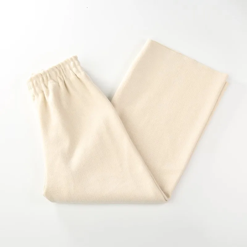 beige eight length Высокая талия Вязание женские лодыжки длина широкие брюки осень зима Толстый эластичный пояс свободный крой повседневные женские шерстяные брюки - Цвет: beige eight length