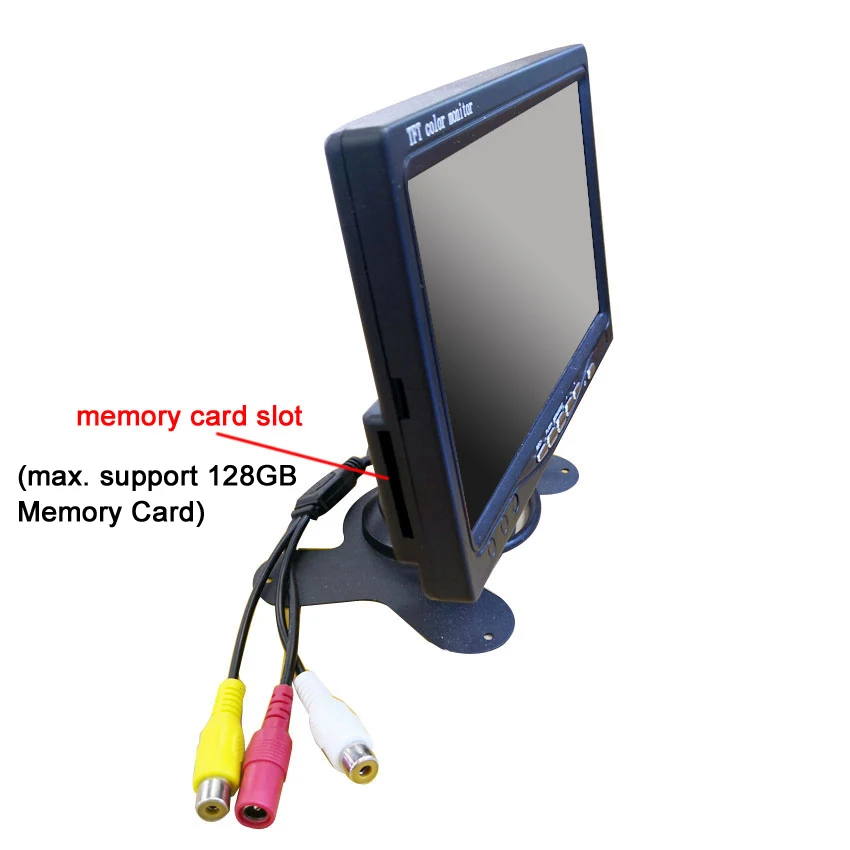 7inch memory card record monitor support 2way video input