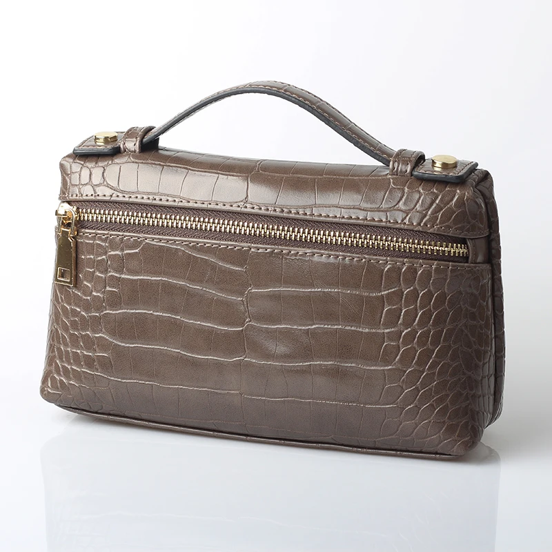 Crocodile Moca(L) TOPHIGH/дизайнерский клатч из натуральной кожи с узором страуса/узором крокодила/узором питона/трендовая сумка женская сумочка - Цвет: Crocodile Moca(L)