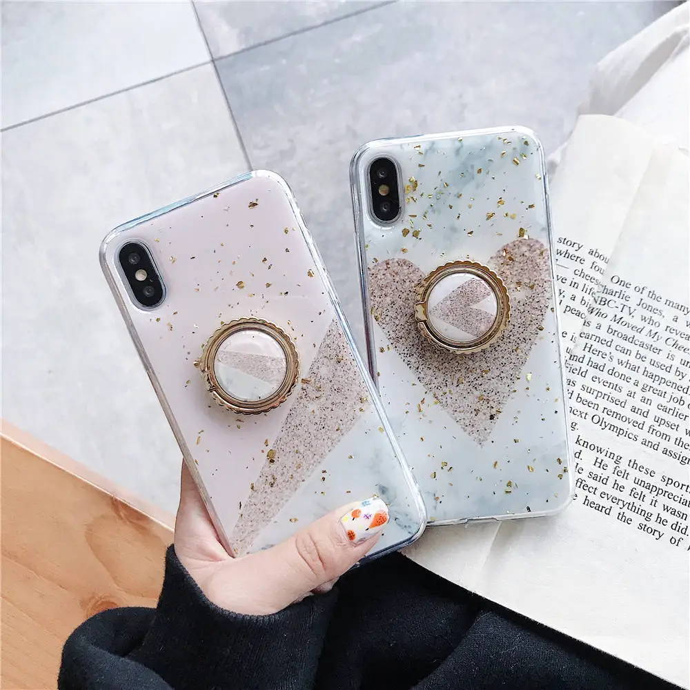 Чехол для телефона с кольцом на палец, мраморный чехол s для iphone 11 Pro XS Max X XR 8 7 6 6S Plus, мягкий силиконовый чехол из ТПУ