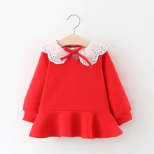 Бархатное платье для девочек; ; Зимние Детские Бархатные Топы с кружевным воротником