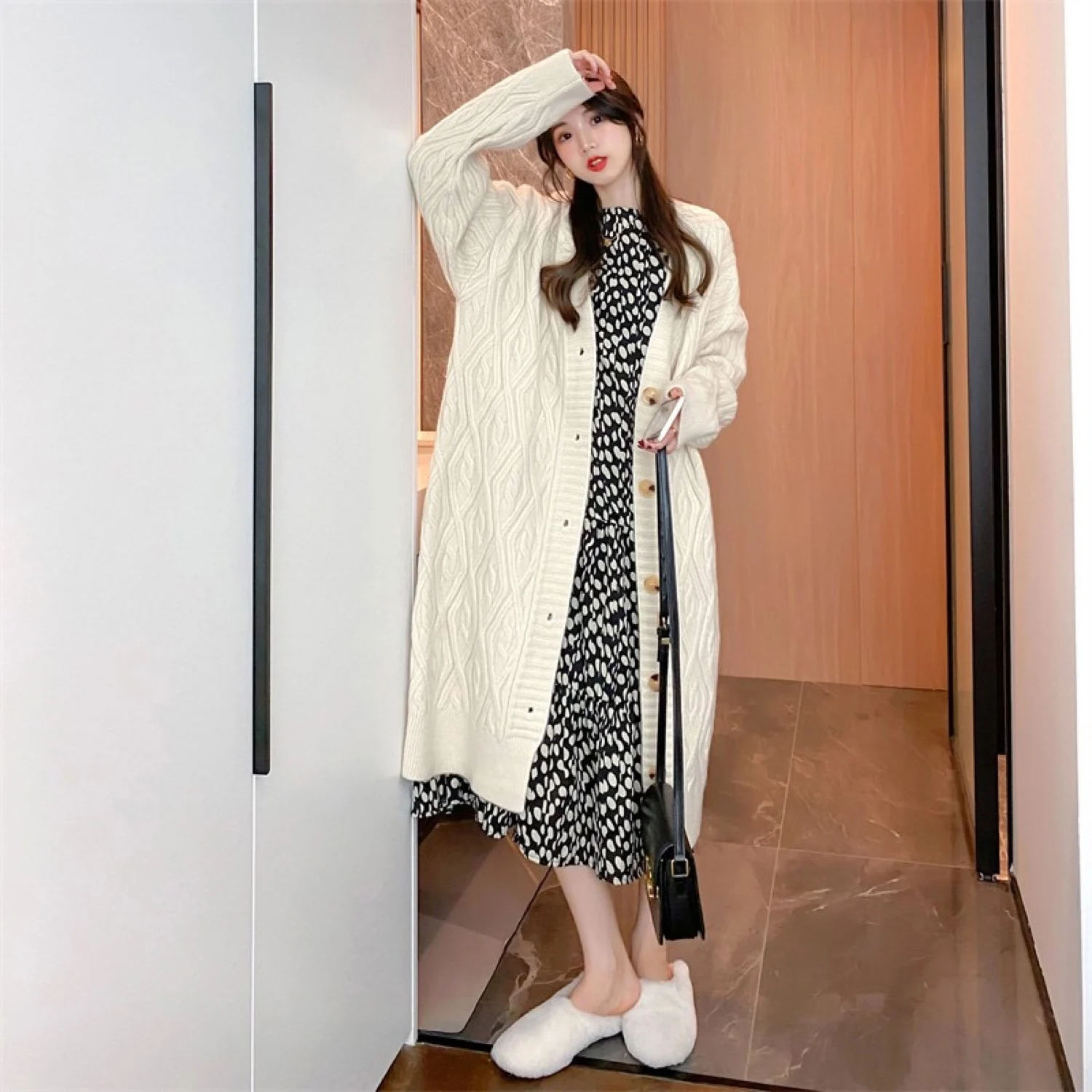 Autumn winter new fund restores ancient ways day department languid is lazy add thick loose all match long paragraph outside tak