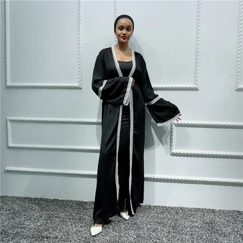 

Open Black Muslim Abaya Kimono Cardigan Hijab Dress Abayas For Women Kaftan Dubai Turkish Islamic Clothing Turkey Saudi Arabia